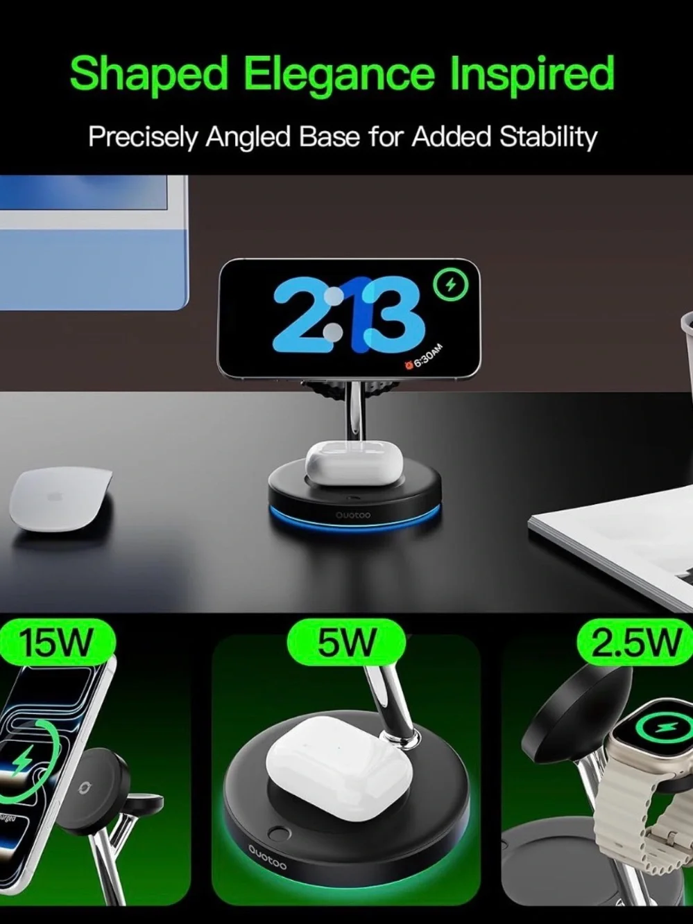 3-in-1 Wireless Charging Stand – Black
